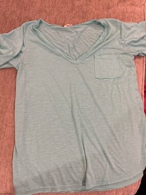 Light Aqua V-Neck Pocket Tee